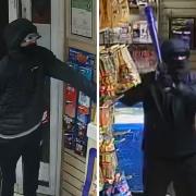 Images have been released by the police of three thugs who held up a shop in Orford