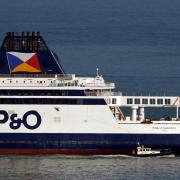 A P&O ferry moored at the Port of Dover in Kent.