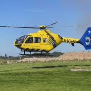 The victim was taken to hospital by air ambulance