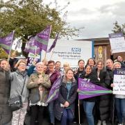 Protesting NHS workers outside Warrington Hospital call for 'fair pay'. Pictures: Vicci Davenport