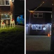 A road in Great Sankey is lit up with all the houses showing Christmas light displays