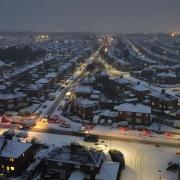 A snow covered Warrington last month