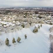 Drone shots show a picture perfect Warrington covered in snow