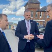 Warrington South MP Andy Carter, Health Minister Andrew Stephenson and hospital chief executive Simon Constable
