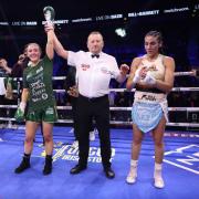 Rhiannon Dixon has her hand raised as the new WBO lightweight world champion after outpointing Karen Elizabeth Carabajal