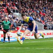 Josh Thewlis touches down the first of five tries Warrington Wolves scored at St Helens on Sunday