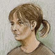 Joanne Sharkey as she appeared before Warrington Magistrates' Court this morning by sketch artist Elizabeth Cook