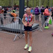 Louise Blizzard at the London Marathon finish line