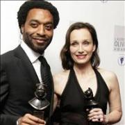 Chiwetel Ejiofor and Kristin Scott Thomas with their Best Actor and Actress awards