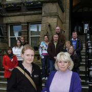 Clr Suzanne Knight with members of the Earlestown Town Hall Action Group