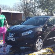 Health and safety manager Kevin Wheddon (l) and warehouse manager Kevin Clutterbuck took part in a charity car wash