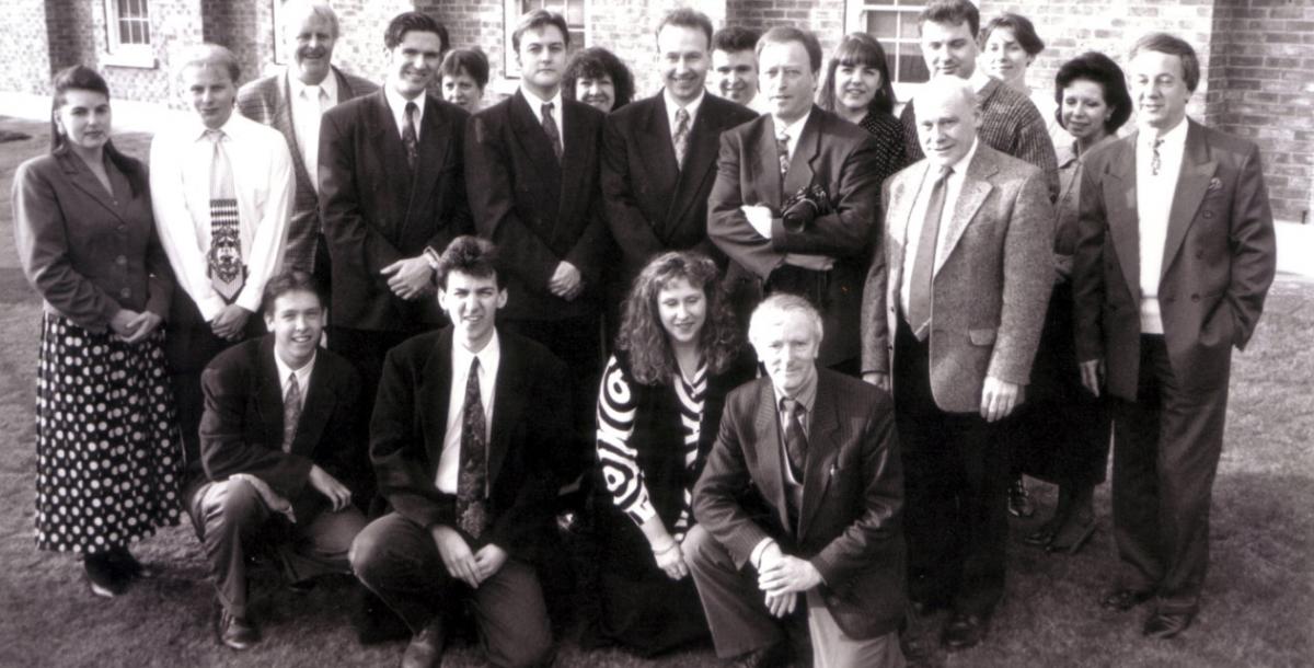 Our editorial team in the early 1990s. Still working here are group sports editor, Mike Parsons, sub editor Melanie Whitehead, senior photographer Dave Gillespie, chief photographer, Mike Boden, and, at the front, editor Nic Priest.