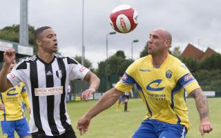 James Dean in action for Warrington Town. Picture by John Hopkins