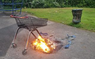 A bin was set on fire on a skate park in Culcheth at the weekend