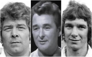 From left, man-of-the-match Kevin Ashcroft, Wire fan Brian Clough, two-try Derek Noonan