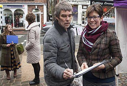 The Stone Roses frontman Ian Brown signs the 'Don't Bomb Syria' petition in Lymm