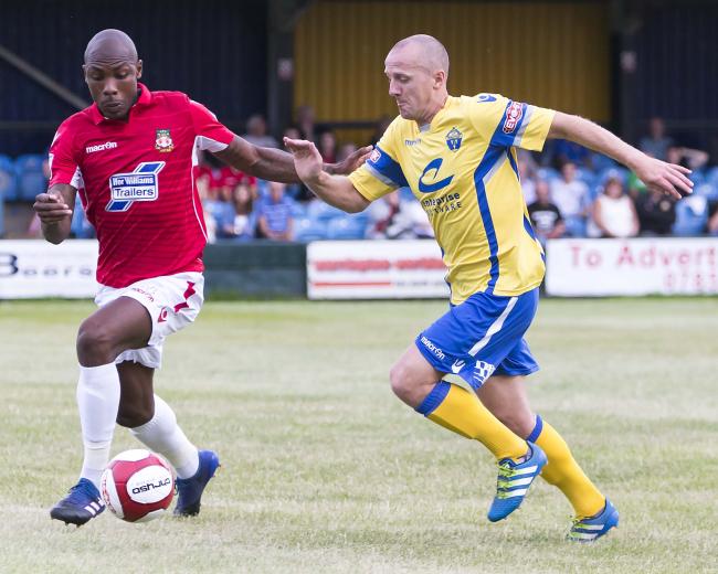 New signing Tony Gray in action for Warrington during Tuesday's friendly defeat to Wrexham. Picture by John Hopkins