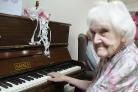 100-year-old Margaret Stephen plays the piano at Meadow View Care Home