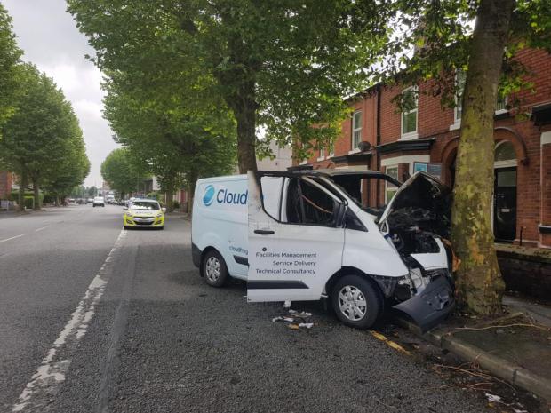 Warrington Guardian: One fire engine from Ellesmere Port was called to the incident with the van 'well alight' when they arrived.