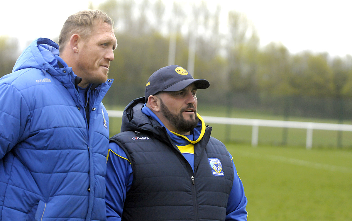 Warrington Wolves Women head coach Lee Westwood and assistant Ben Westwood. Picture by Mike Boden